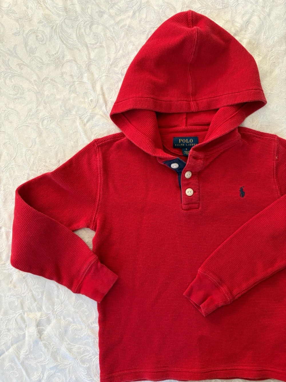 Ralph Lauren red polo hoodie, boys size 6 - Picture 3 of 4